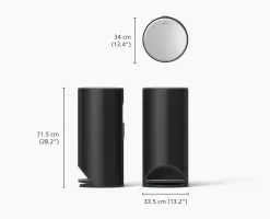 Arc™ 30L Easy-push Matt Black Pedal Trash Can