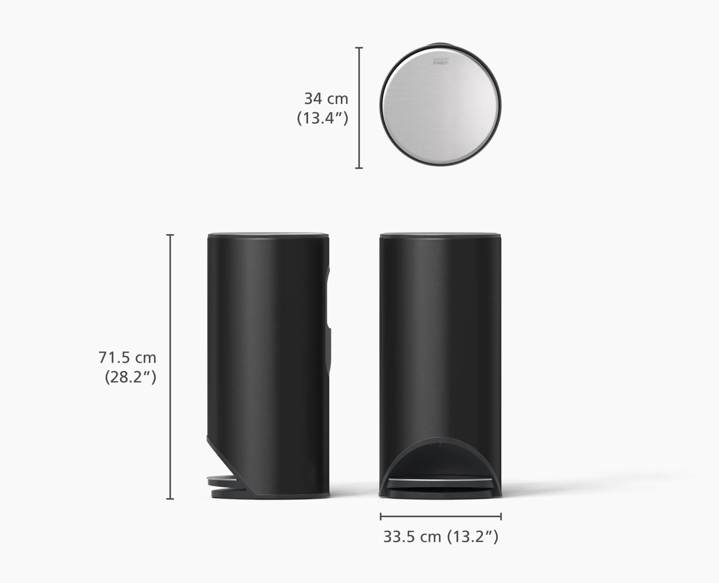 Arc™ 30L Easy-push Matt Black Pedal Trash Can
