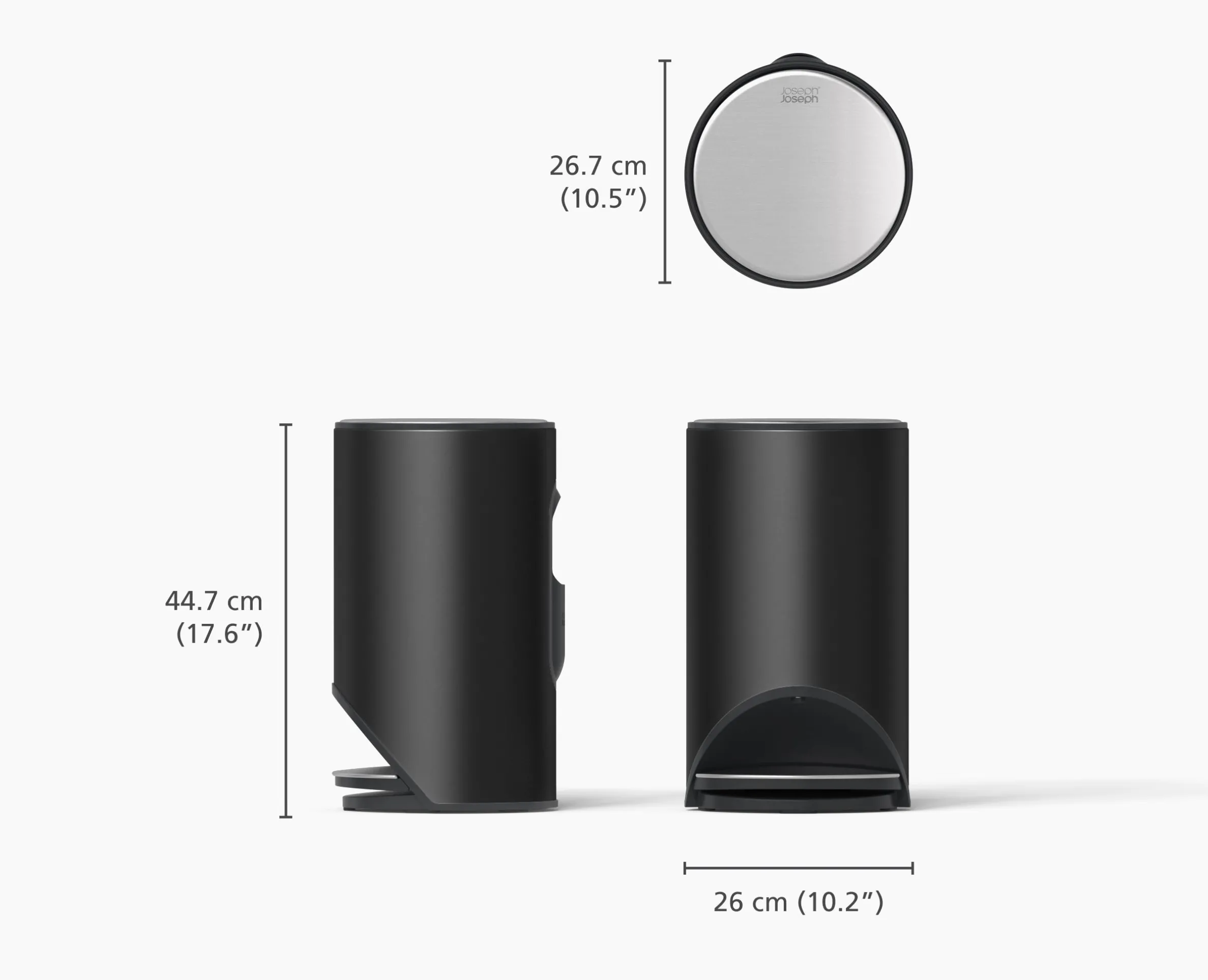 Arc™ 10L Easy-push Matt Black Pedal Trash Can