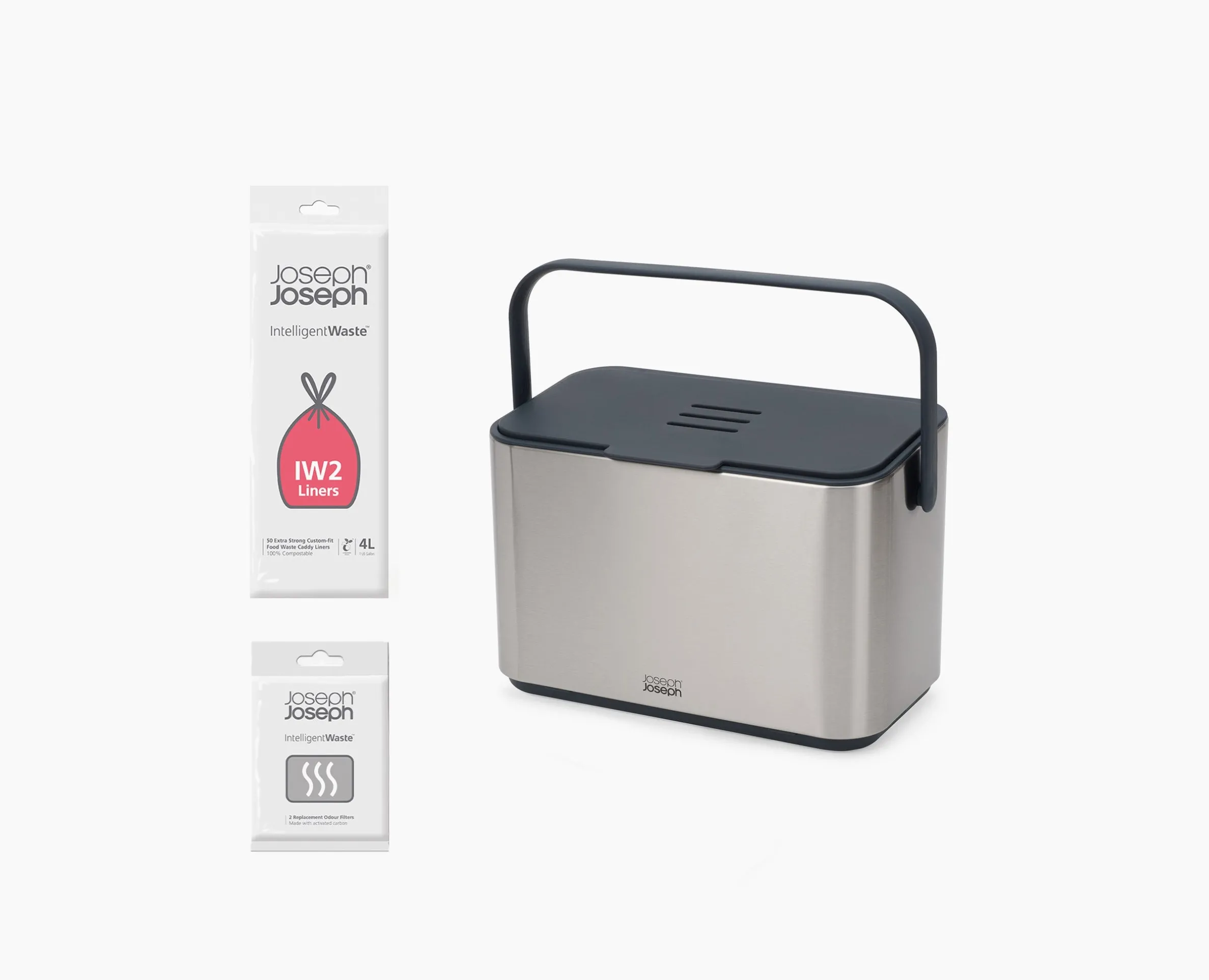 Collect™ 4L Stainless-steel Food Waste Caddy Starter Set