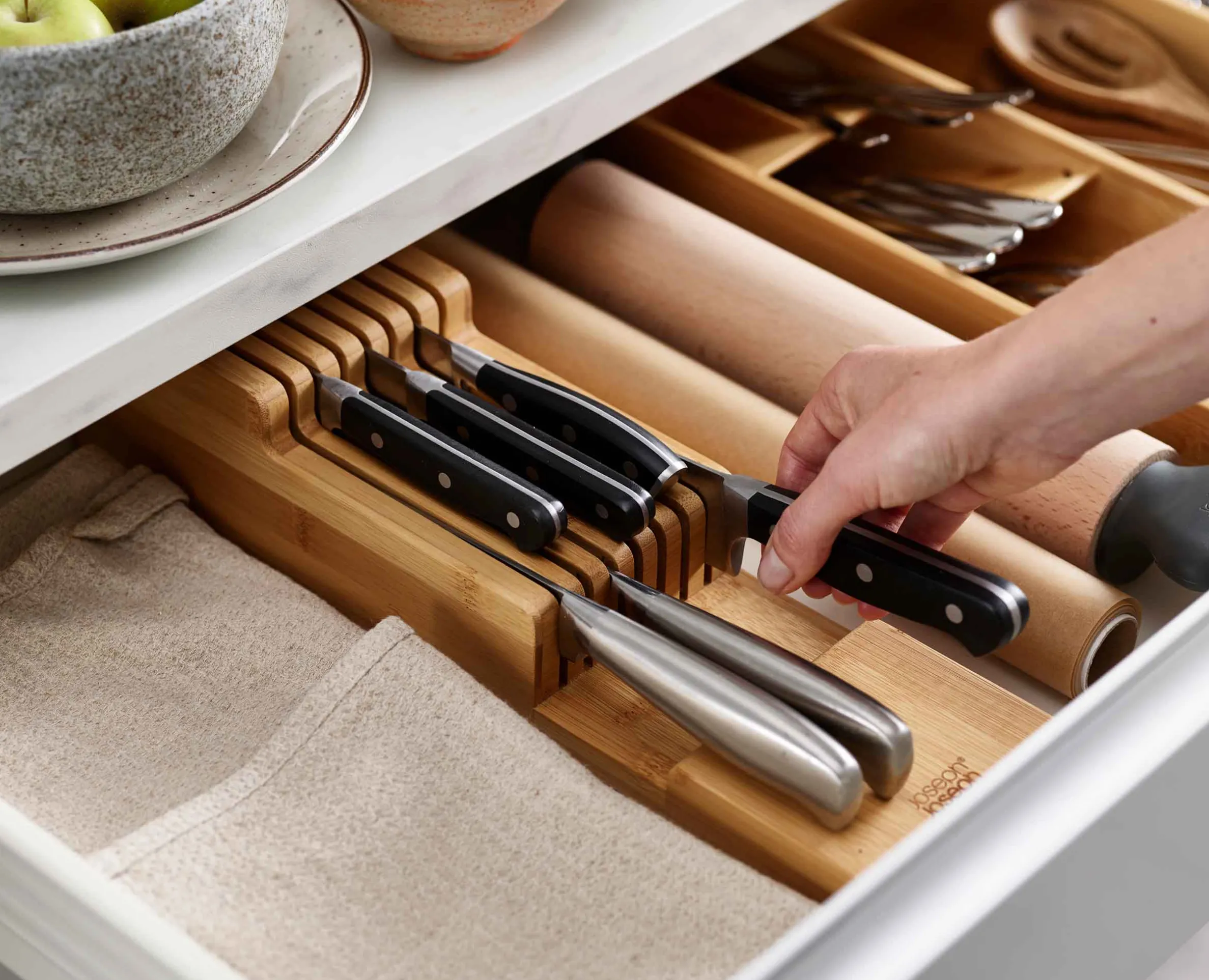 DrawerStore™ Bamboo Compact Knife Organizer