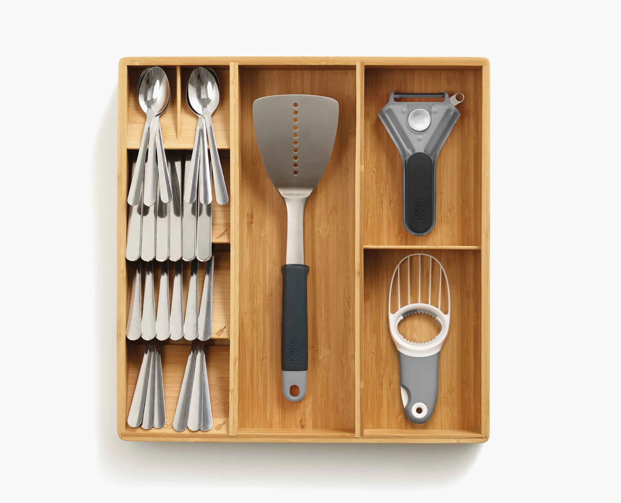 DrawerStore™ Bamboo Cutlery, Utensil & Gadget Organizer