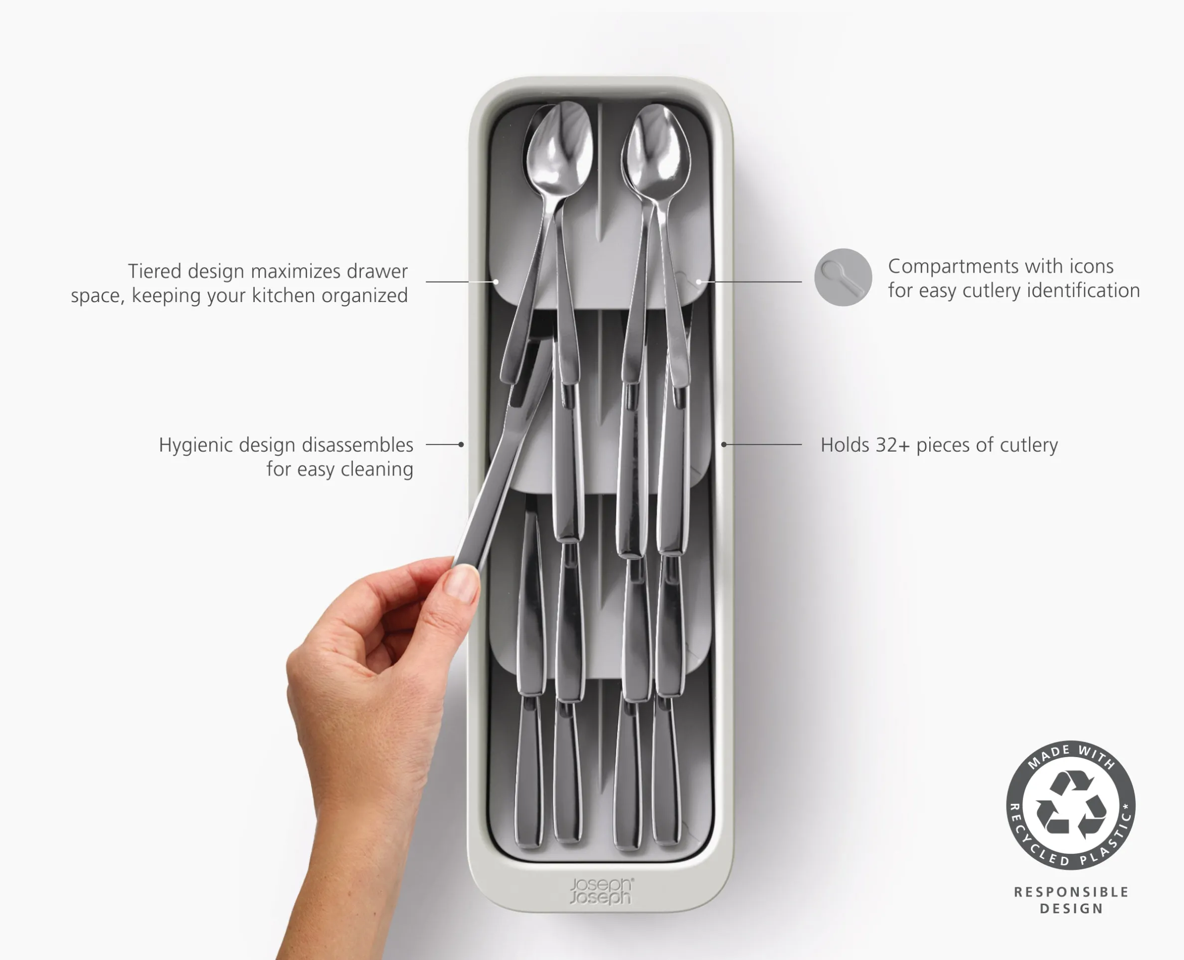 DrawerStore™ Compact Tiered Cutlery Organizer