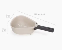 Droplet Large White Colander with Folding Handle