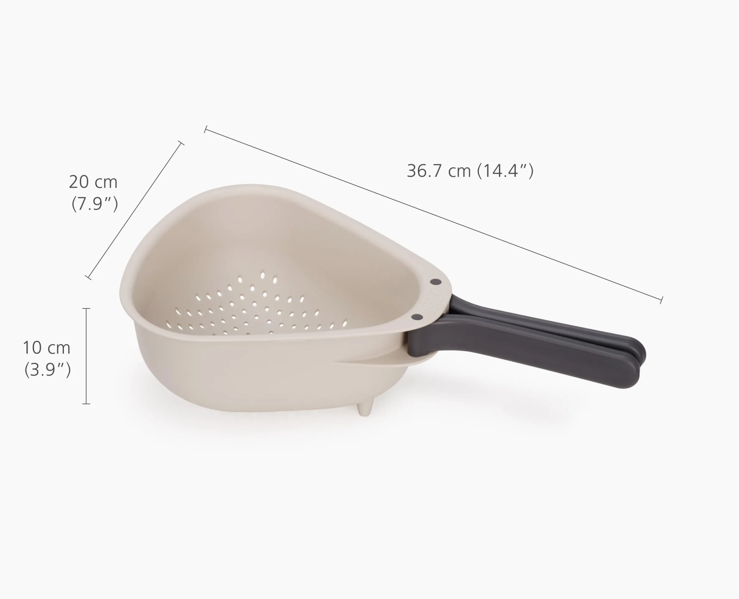 Droplet Large White Colander with Folding Handle