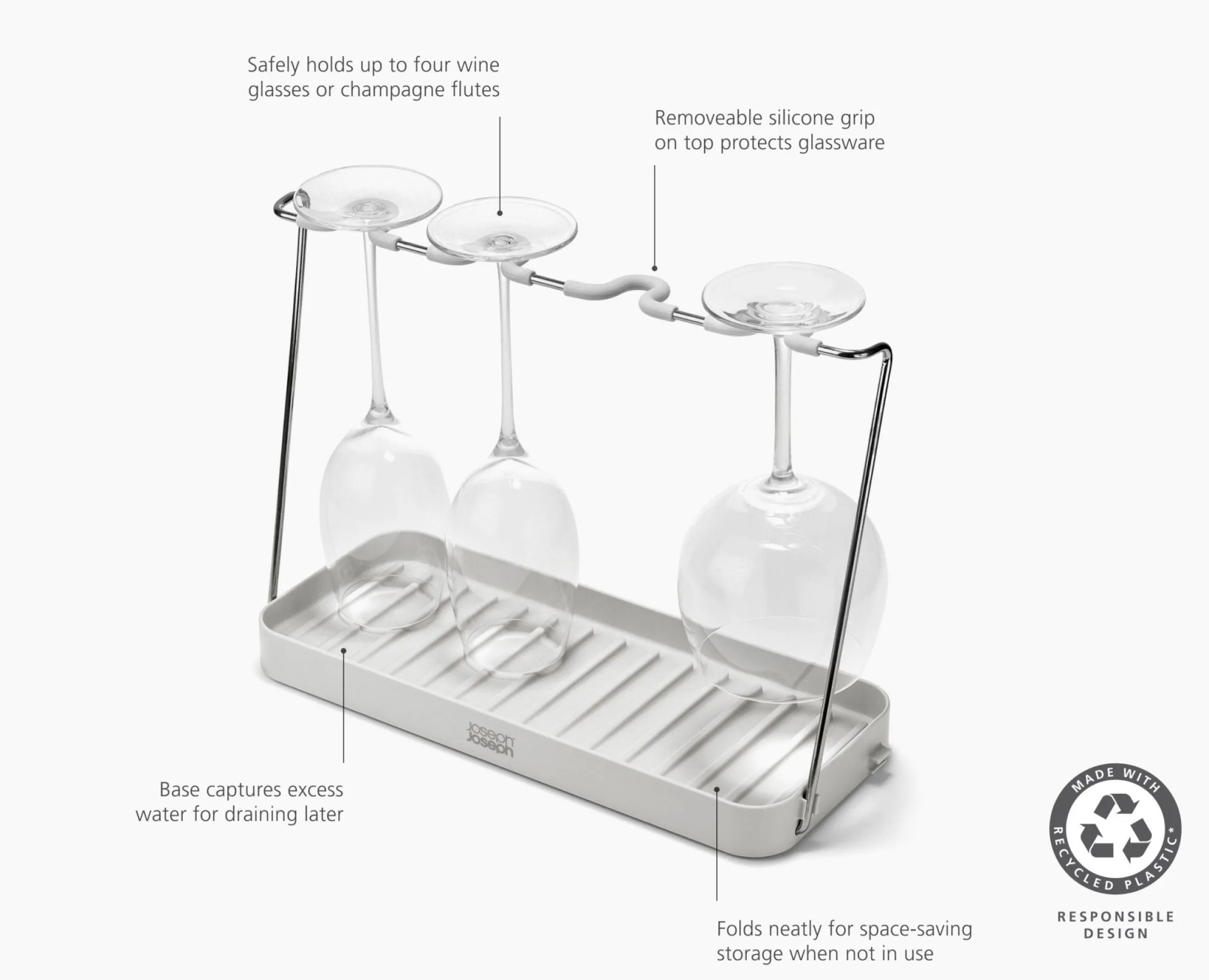 DrySmart™ Folding Wine Glass Drying Rack