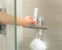 EasyStore™ Light Gray Shower Squeegee with Storage Hook