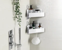 EasyStore™ 2-piece White Corner Shower Shelf Set
