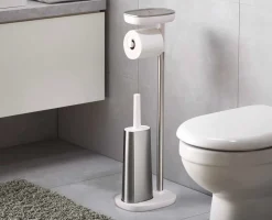 EasyStore™ Plus Stainless-steel Toilet Roll Holder with Toilet Brush