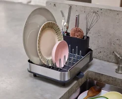 Extend™ Slim Steel Expandable Gray Dish Drainer
