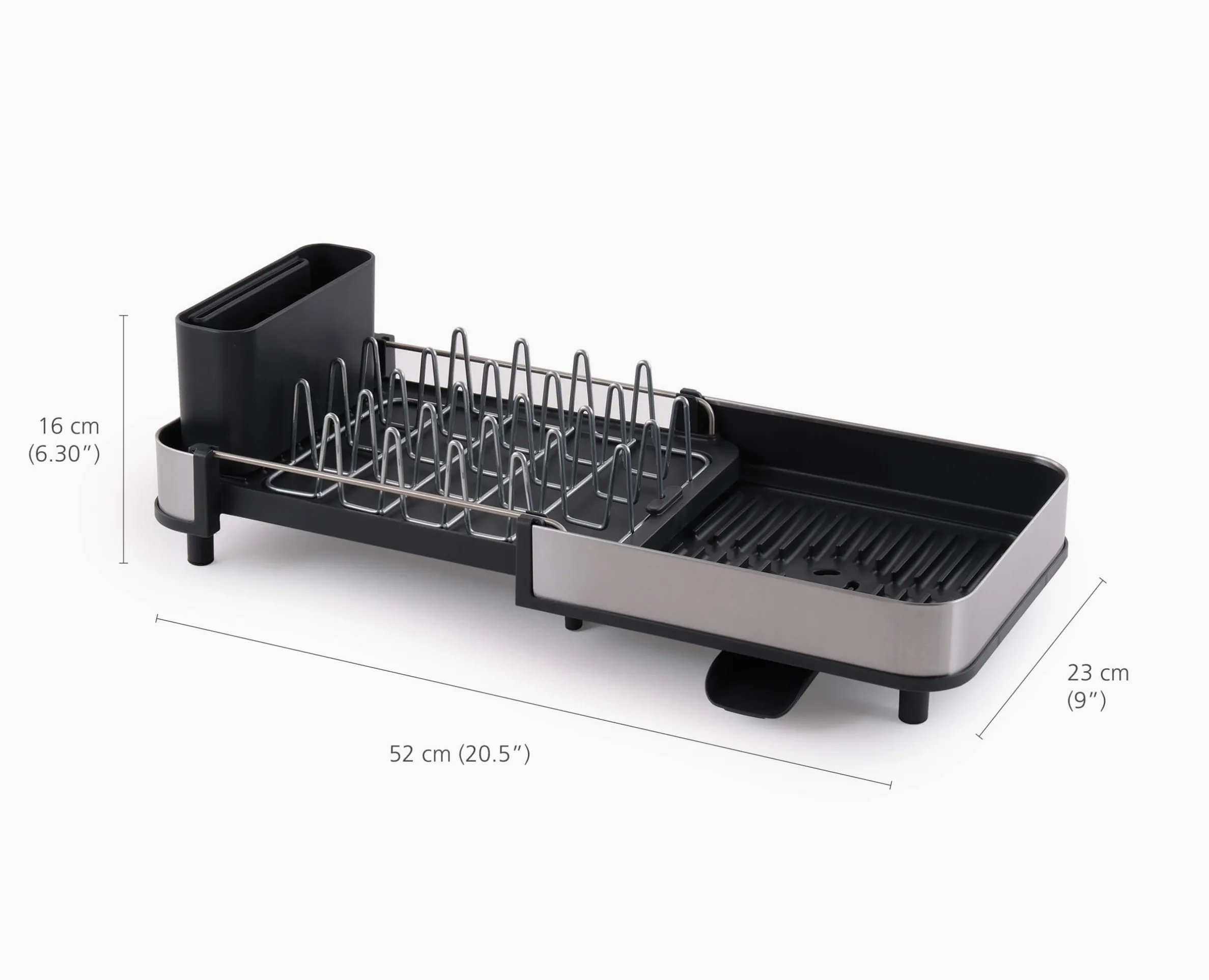 Extend™ Slim Steel Expandable Gray Dish Drainer