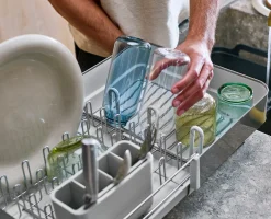 Extend™ Steel Plus Expandable Stone Dish Drainer with Wine Glass Rack