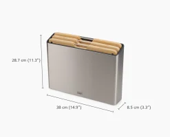 Folio™ Steel 3-Piece Bamboo Cutting Board Set With Stainless-Steel Case