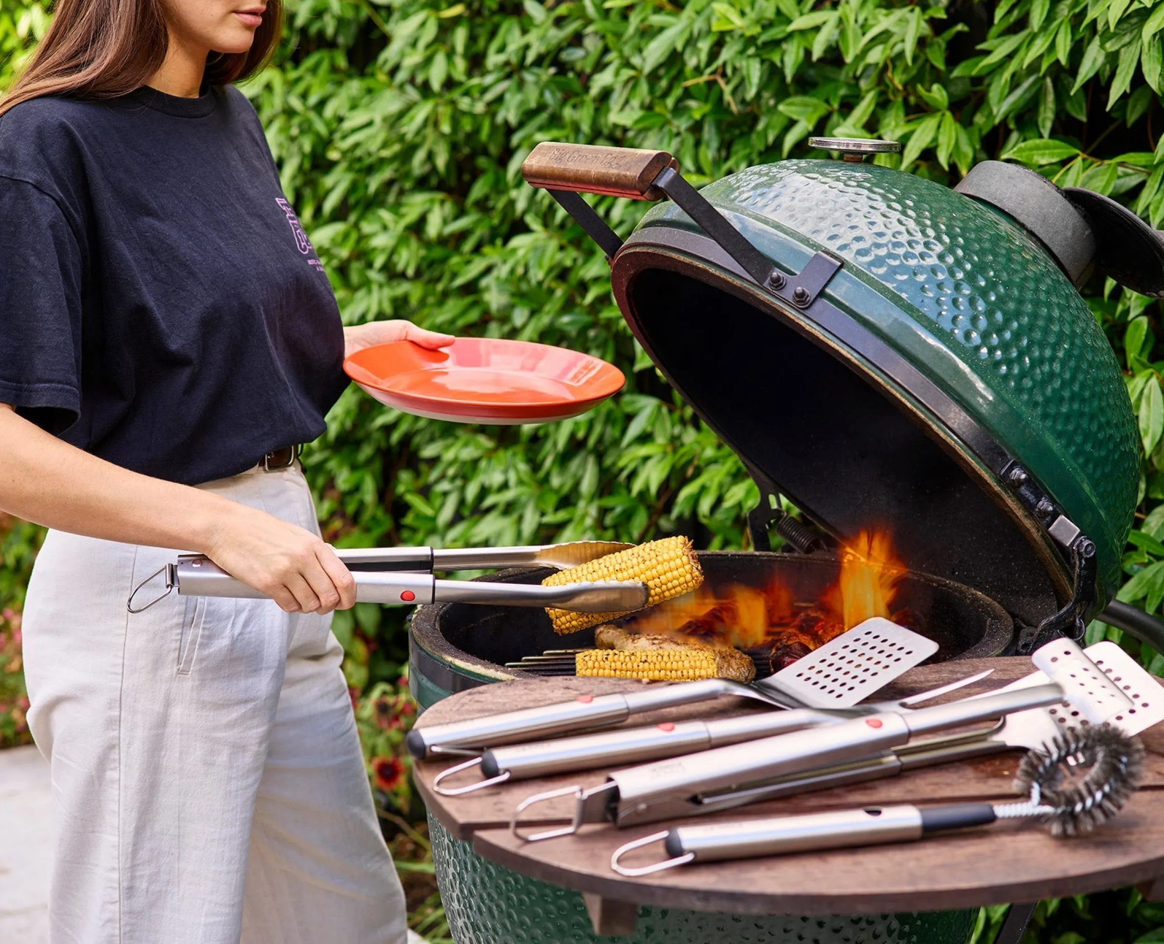 GrillOut™ 3-Piece Stainless-Steel BBQ Turner, Tongs & Fork Set