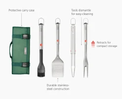 GrillOut™ 4-Piece Stainless-Steel BBQ Utensil Set with Storage Case