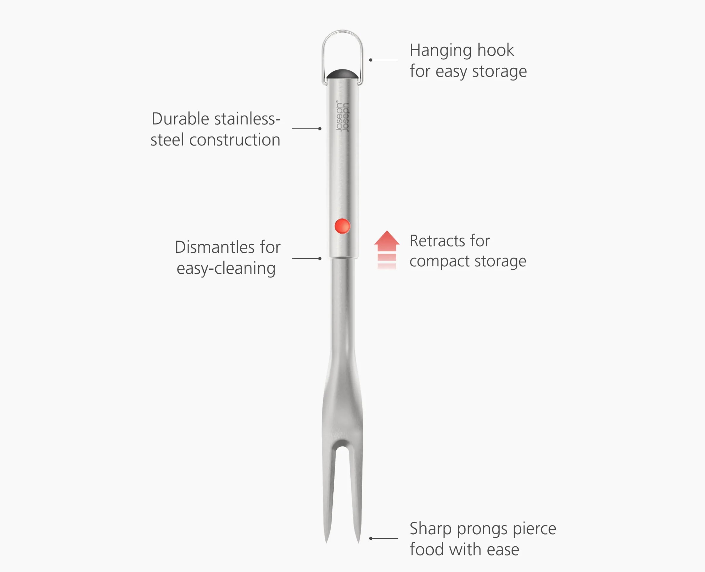 GrillOut™ Stainless-Steel BBQ Fork with Extending Handle