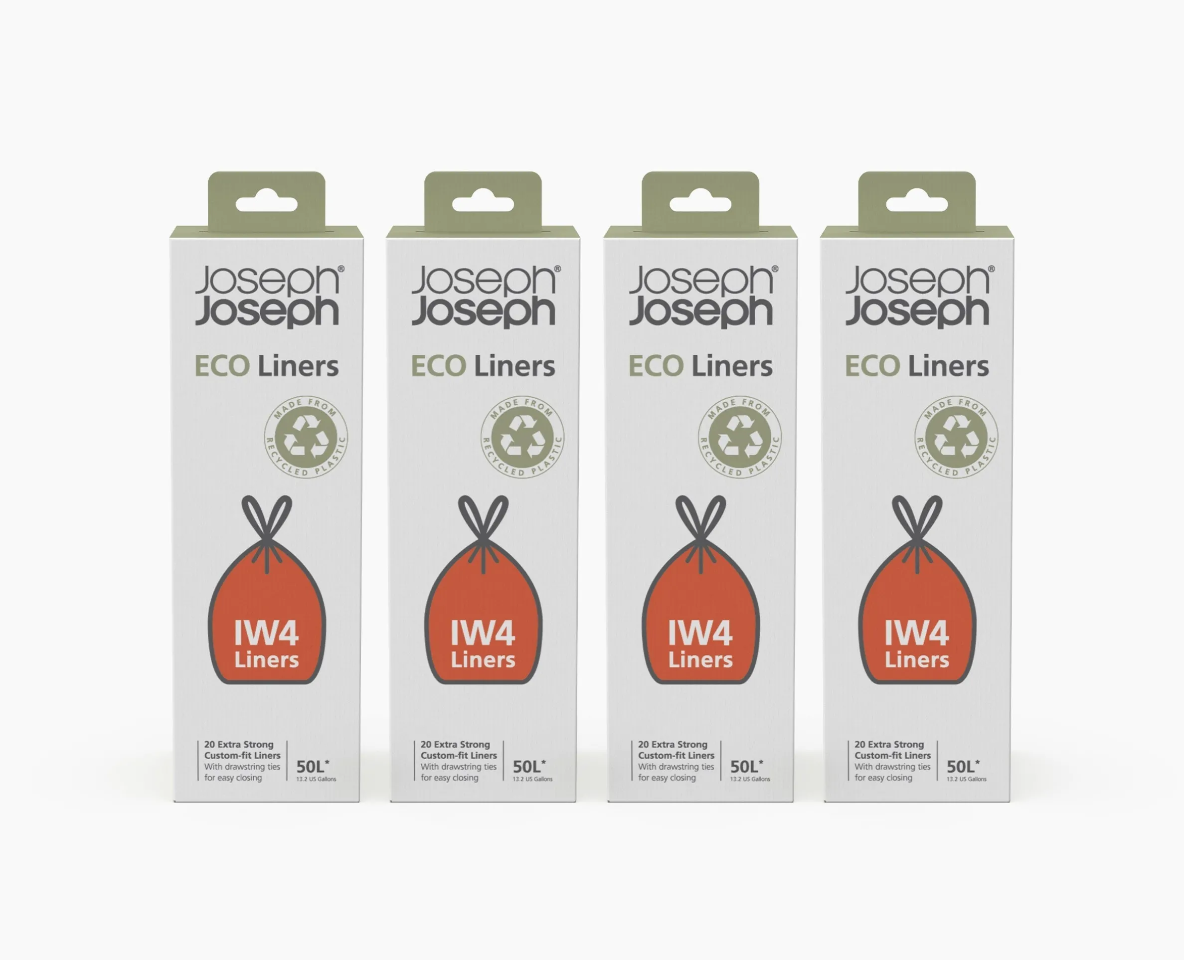 IW4 50L Gray Recycled Trash Bags - 4 pack