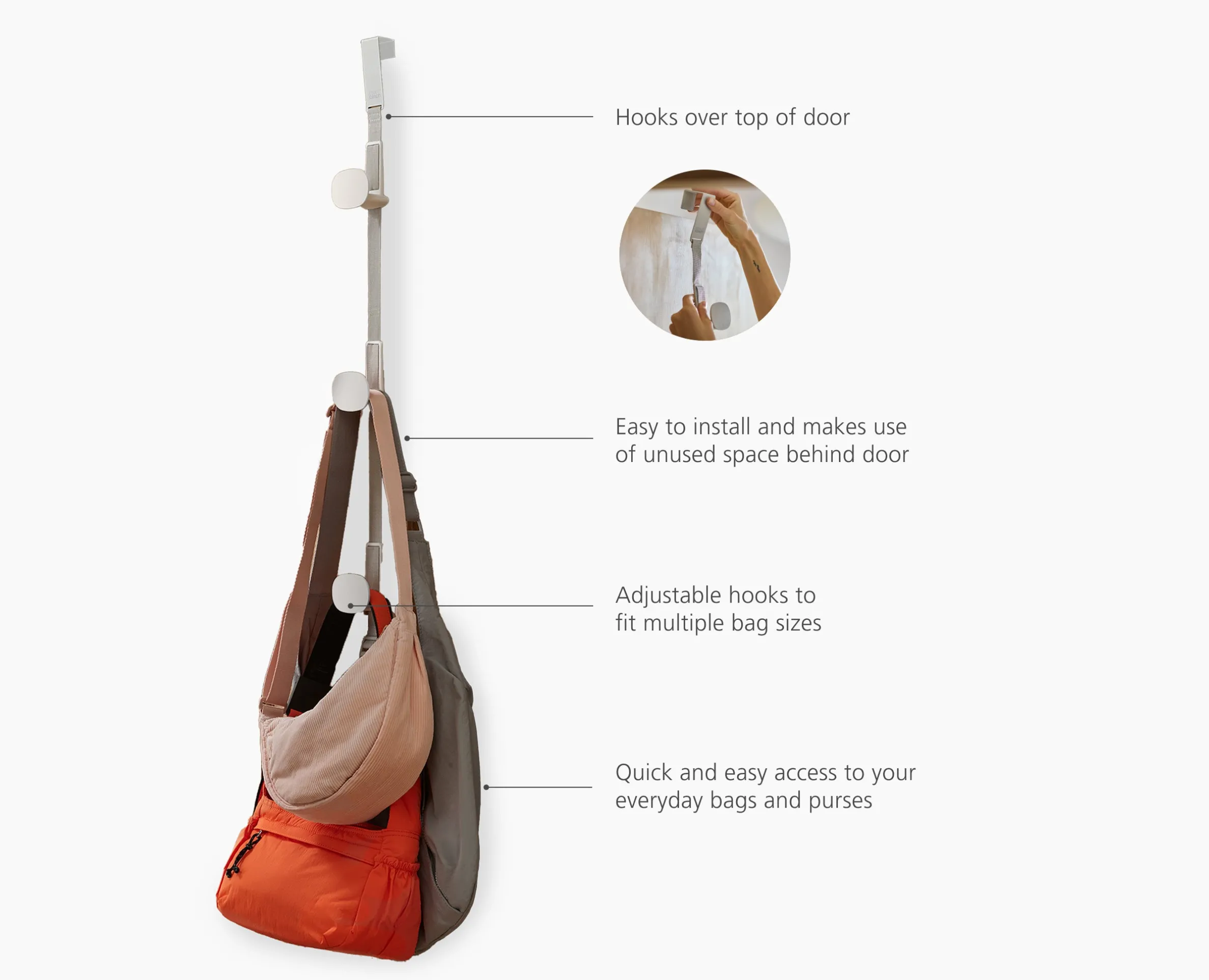 Orderly™ Ecru Over-Door Handbag Storage Holder