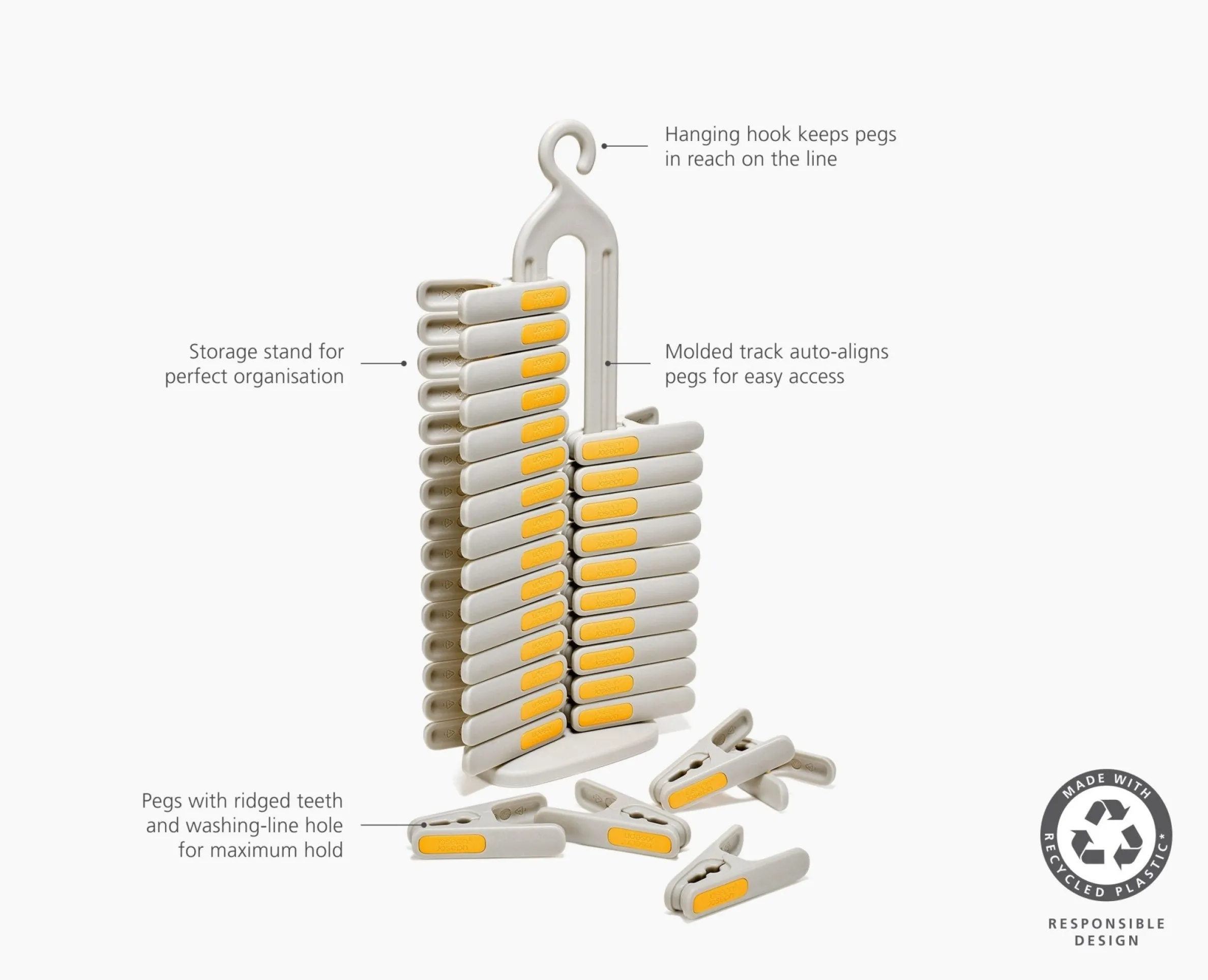 PegStore™ 30-Piece Clothespin Set With Storage Stand
