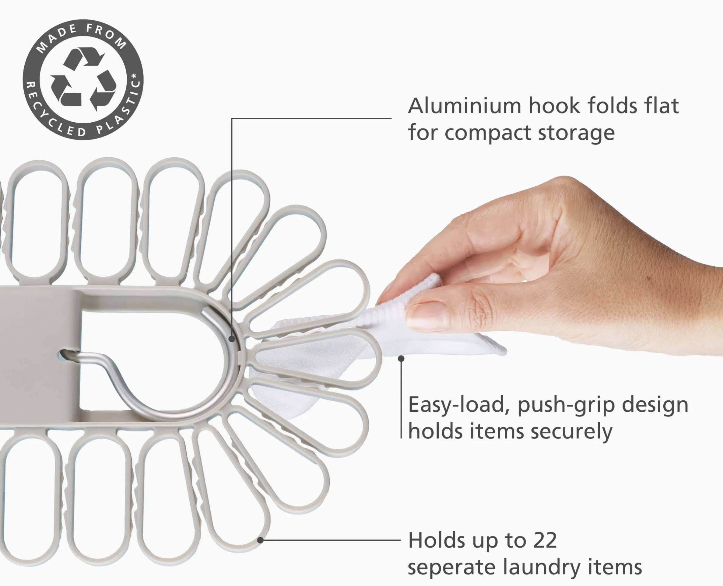 Petal™ 22-piece Quick-grip Ecru Drying Hanger