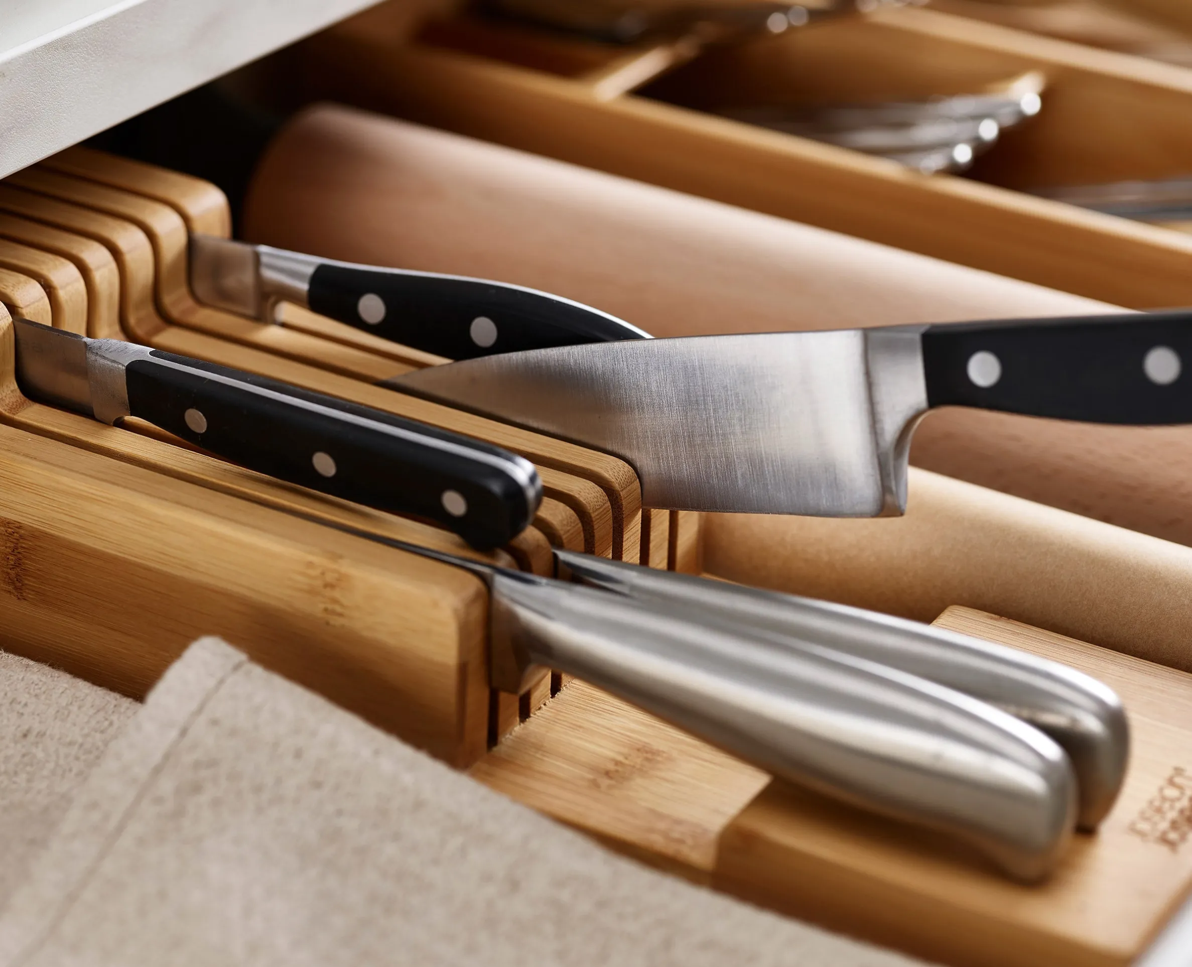 2-piece DrawerStore™ Bamboo Cutlery & Knife Organizer Set