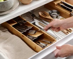 2-piece DrawerStore™ Bamboo Cutlery & Knife Organizer Set