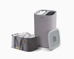 2-piece Gray Laundry Basket Set