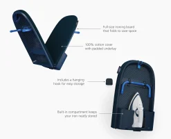 Pocket Max Plus 43" Folding Blue Ironing Board with Advanced Cover