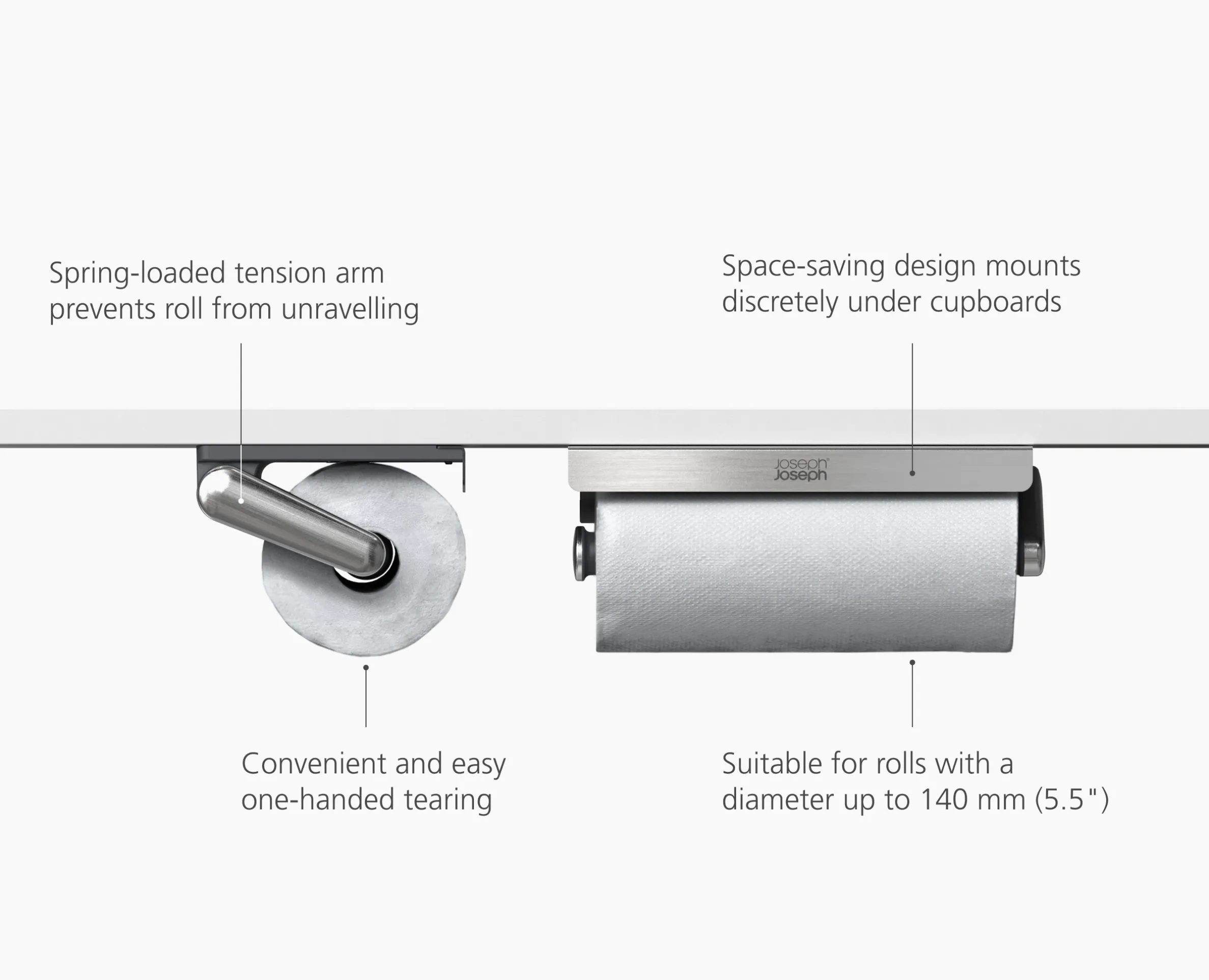 RollGrip™ Under-Shelf Stainless-Steel Paper Towel Holder