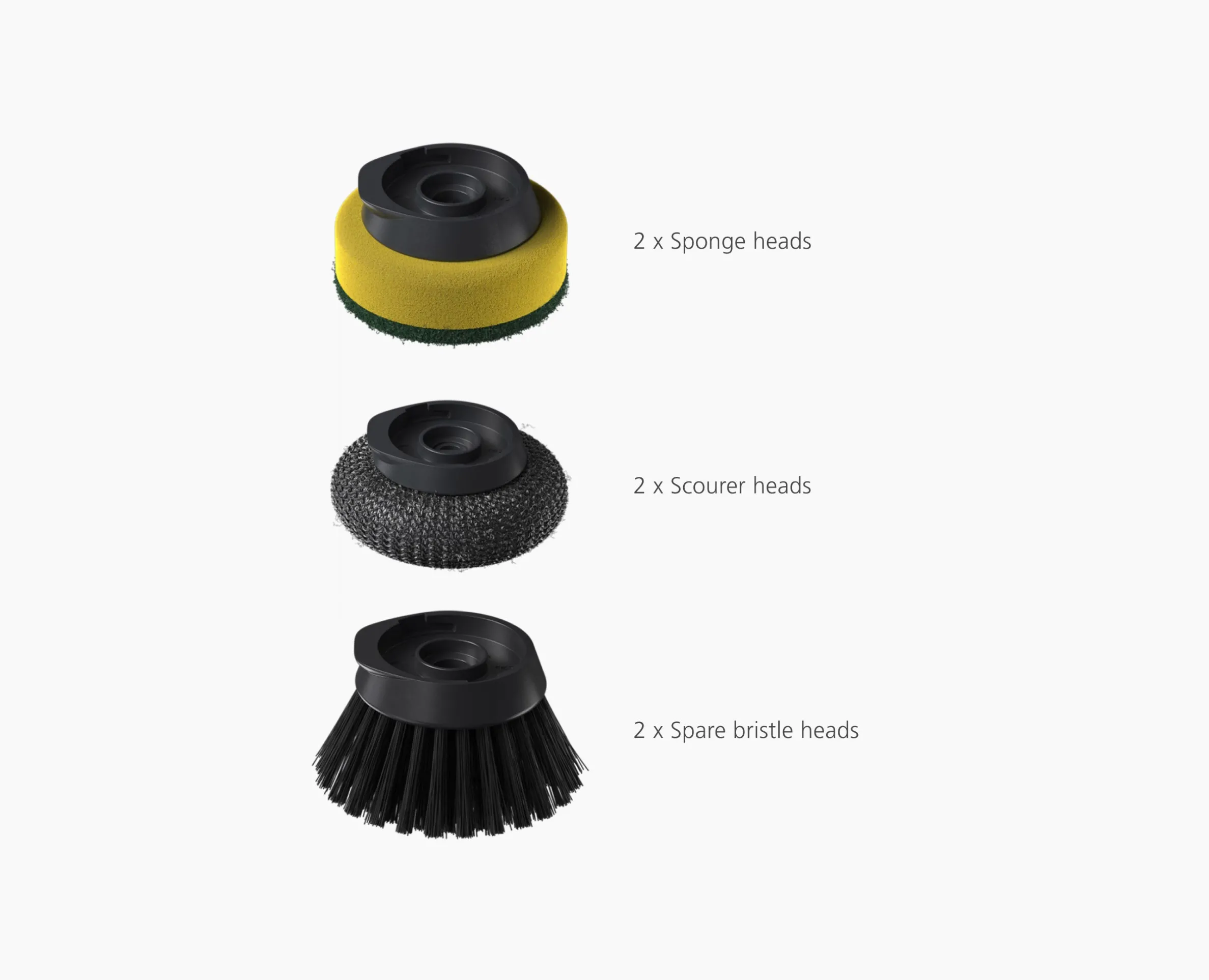 SinkTech™ Compact Soap Dispensing Dish Brush with Steel Stand & Extra Heads