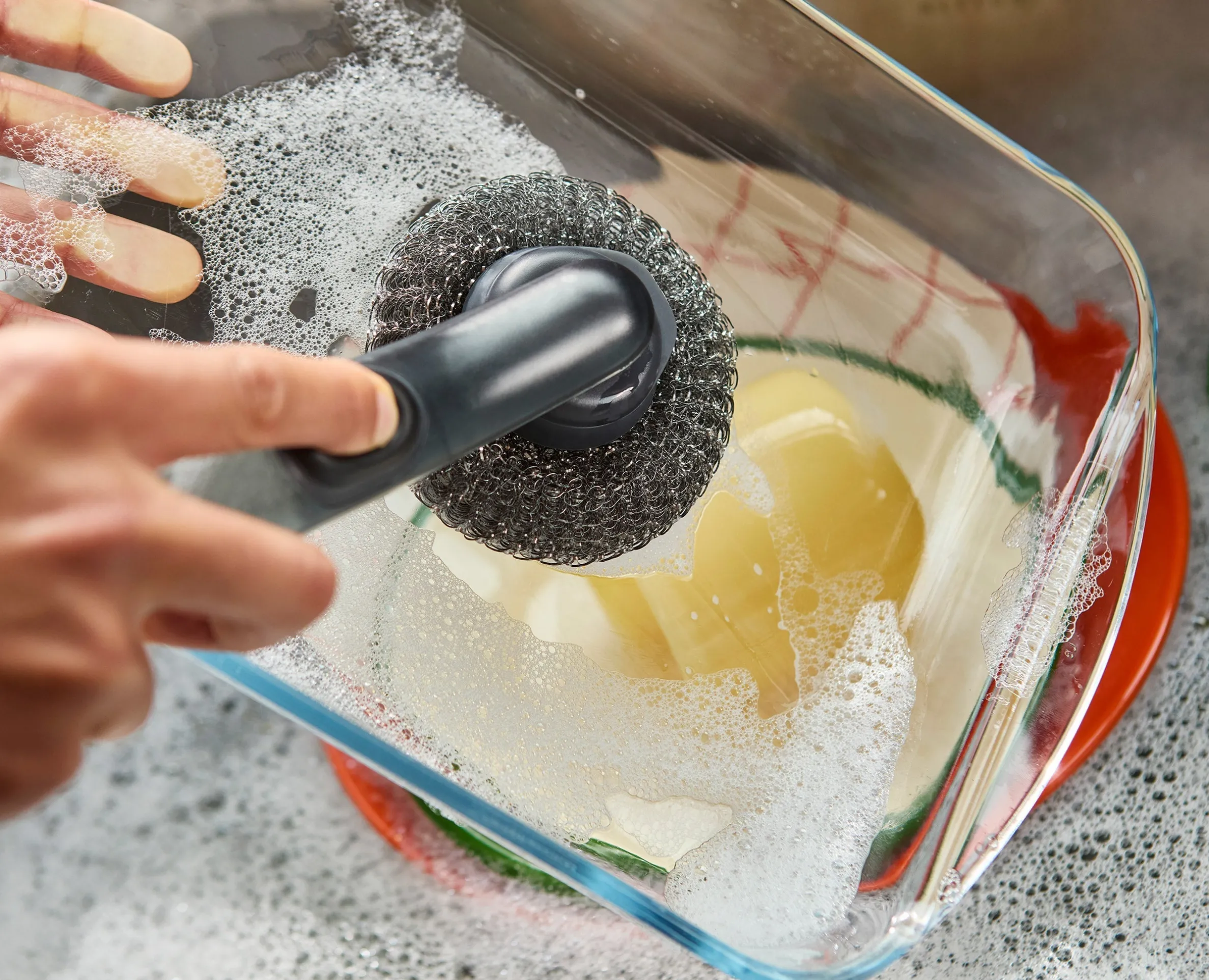 SinkTech™ Soap Dispensing Dish Brush with Steel Stand & Extra Heads