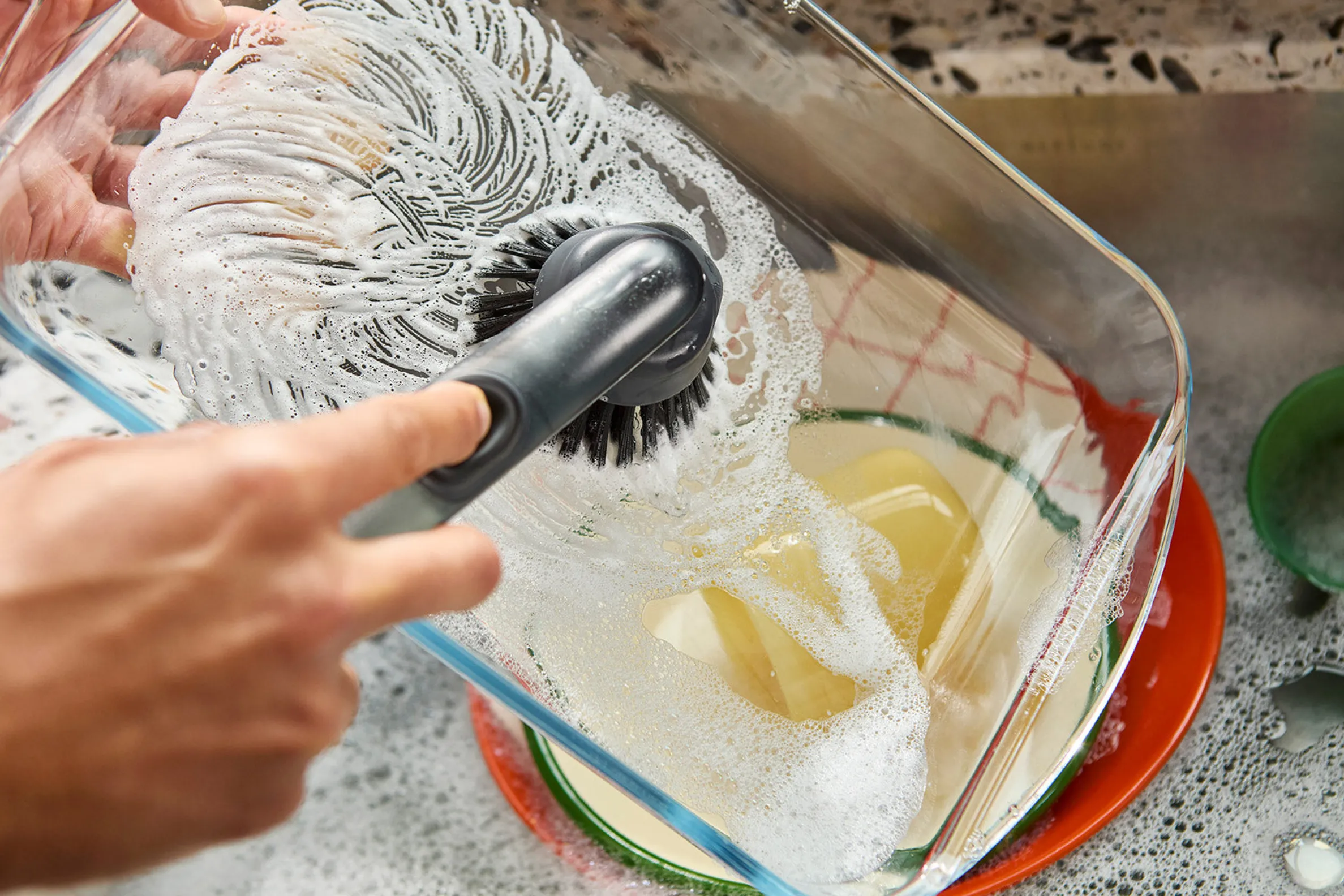 SinkTech™ Soap Dispensing Dish Brush with Steel Stand