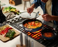 Space Folding Handle Ceramic Non-stick 3.5 Qt. Blue Sauté Pan & Lid