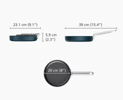 Space Folding Handle Ceramic Non-stick 8" Blue Frying Pan