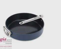 Space Folding Handle Ceramic Non-stick 4.4 Qt. Blue Sauté Pan