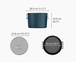 Space Folding Handle Ceramic Non-stick 8.5 Qt. Blue Stock Pot & Lid