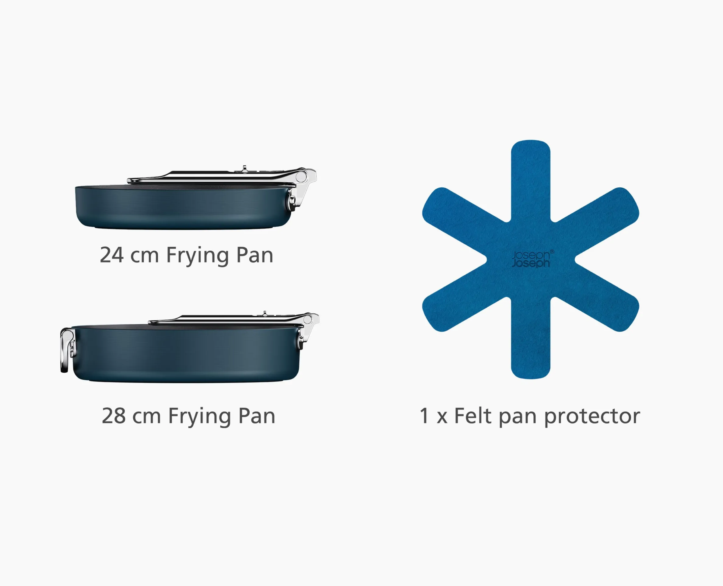 Space Folding Handle Ceramic Non-stick 2-piece Blue Pan Set