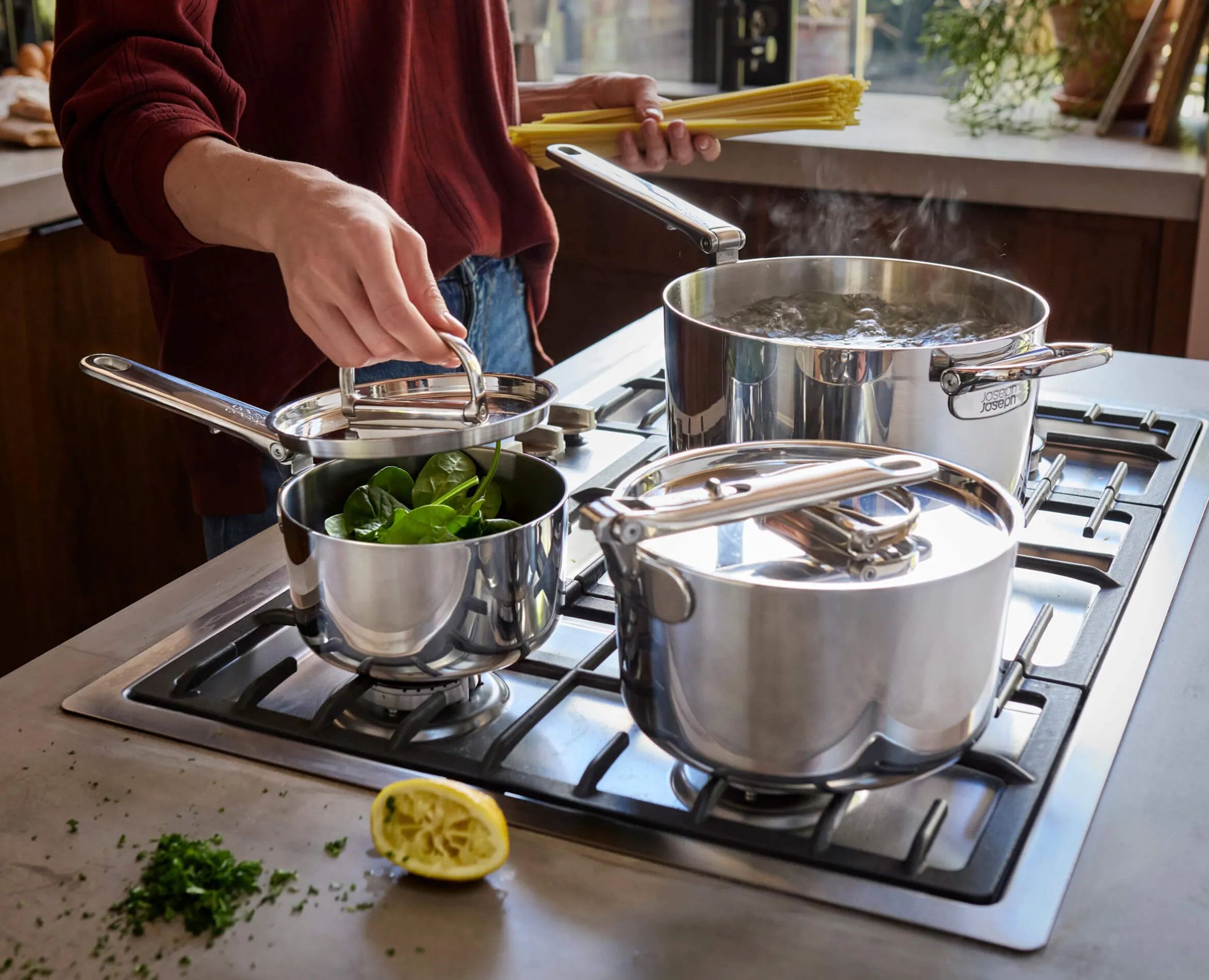 Space Steel Folding Handle 6-Piece Saucepan Set