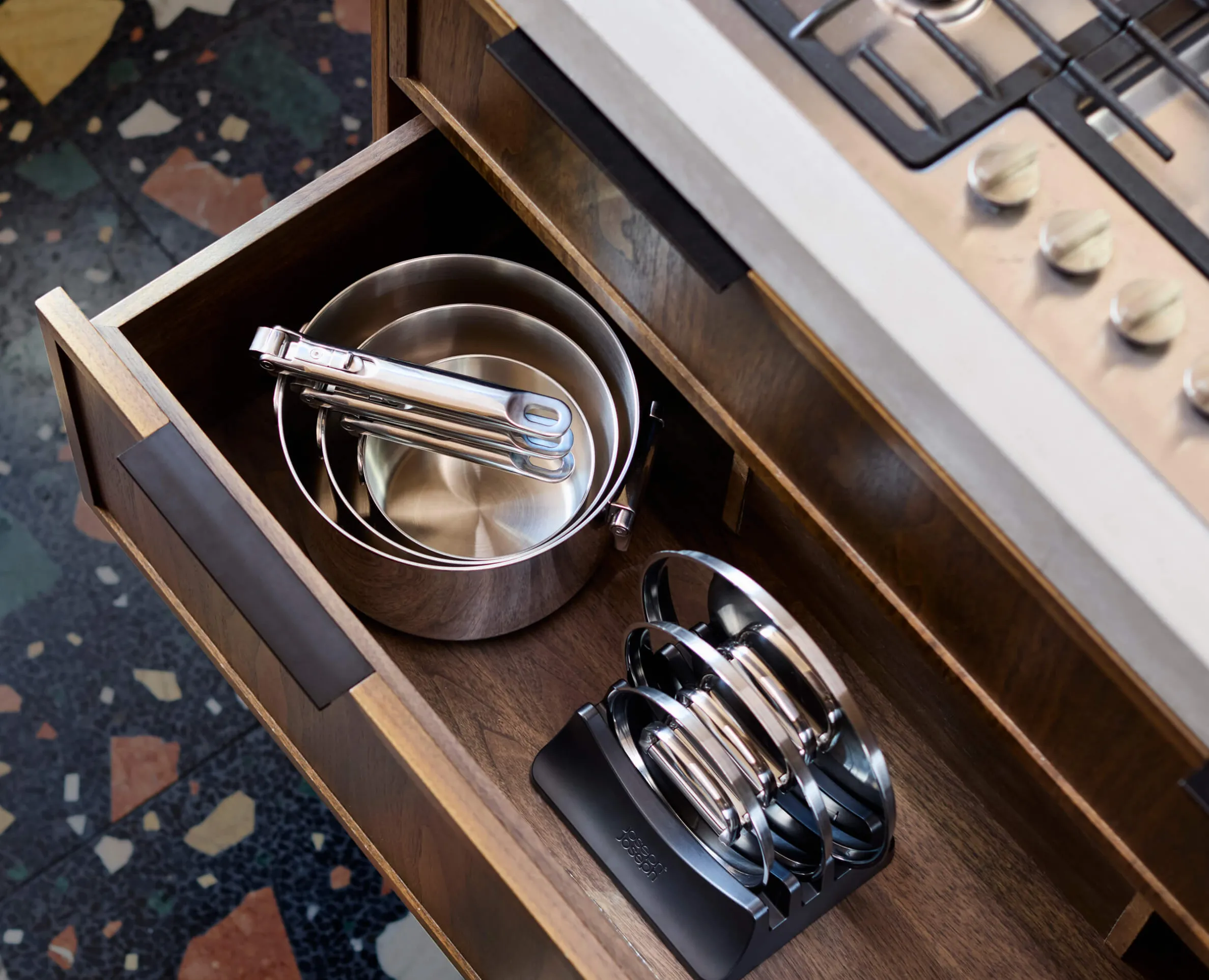 Space Steel Folding Handle 6-Piece Saucepan Set