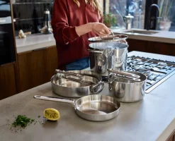 Space Steel Folding Handle 10-Piece Cookware Set