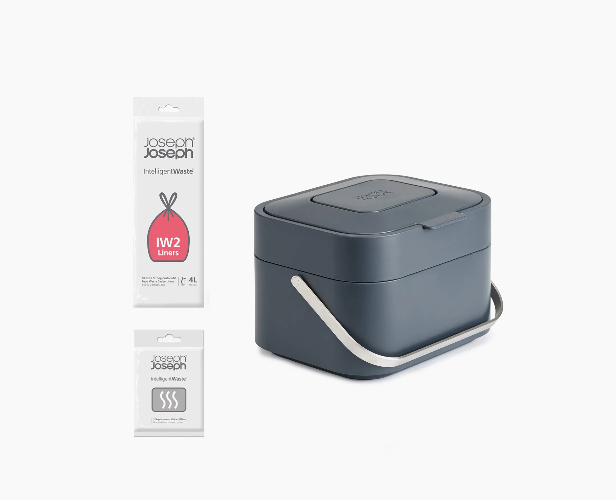 Stack 4L Gray Food Waste Caddy Starter Set