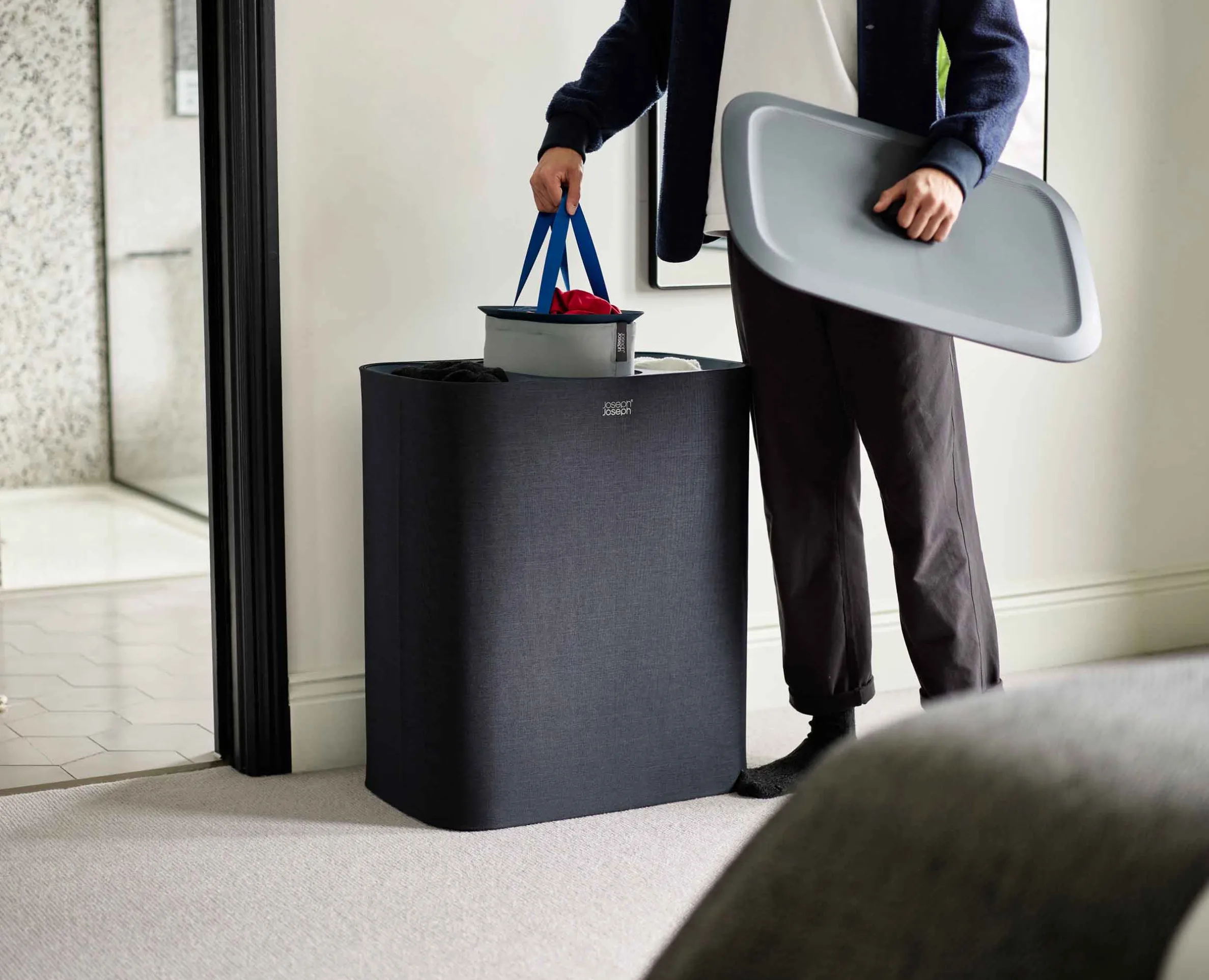 Tota Trio 90L Black Laundry Separation Basket