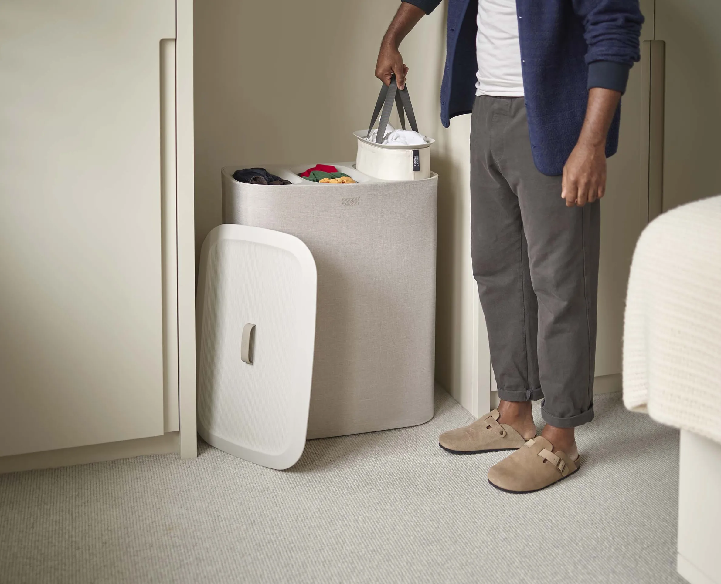 Tota Trio 90L Ecru Laundry Separation Basket