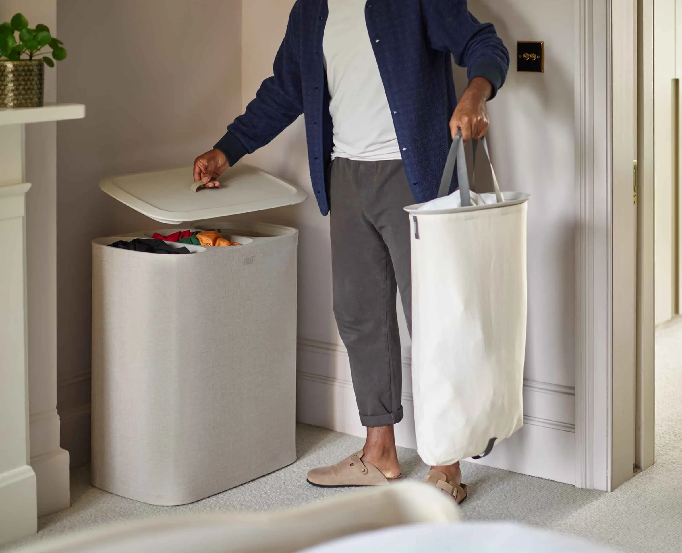 Tota Trio 90L Ecru Laundry Separation Basket