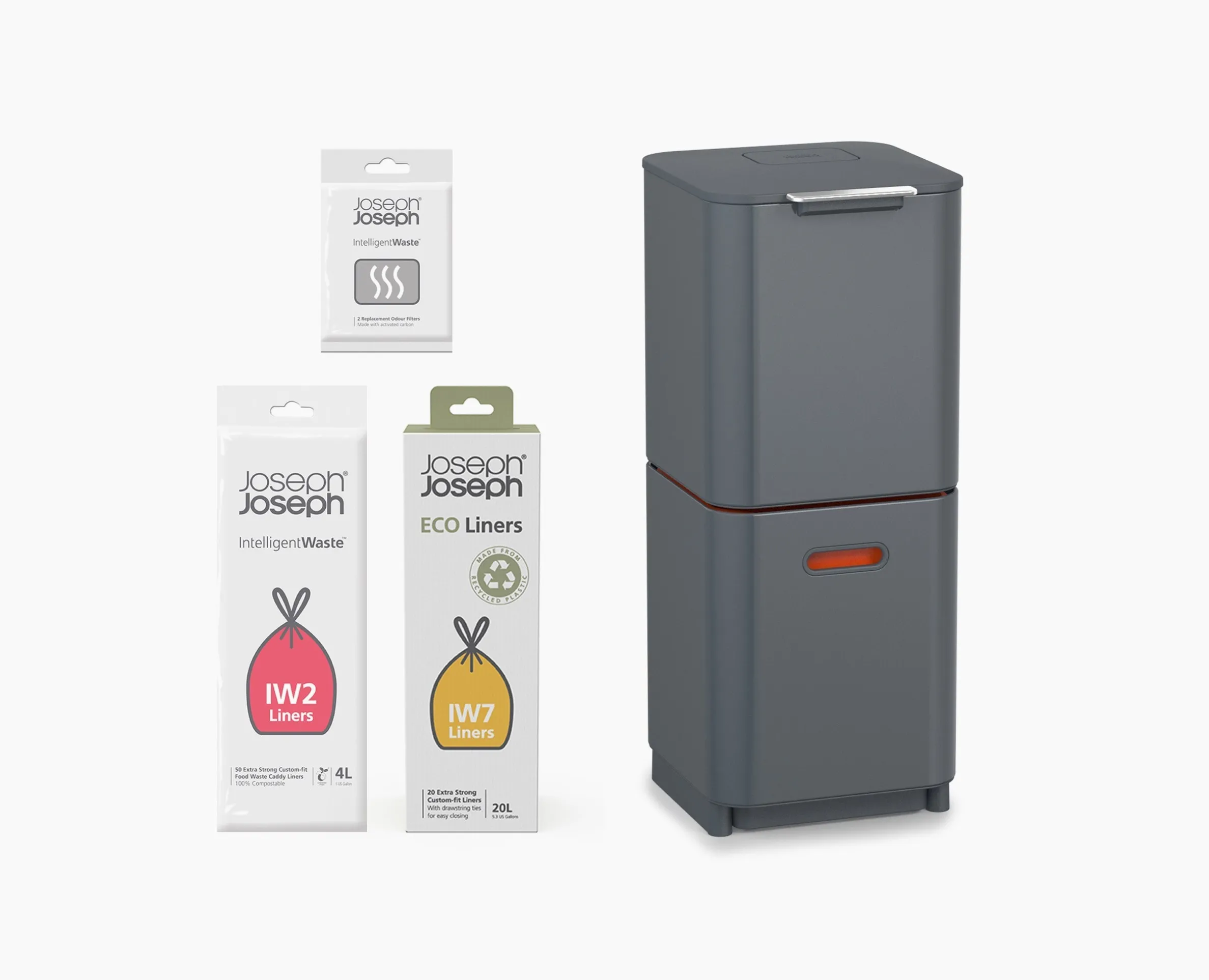 Totem Compact 40L Gray Waste & Recycling Trash Can Starter Set