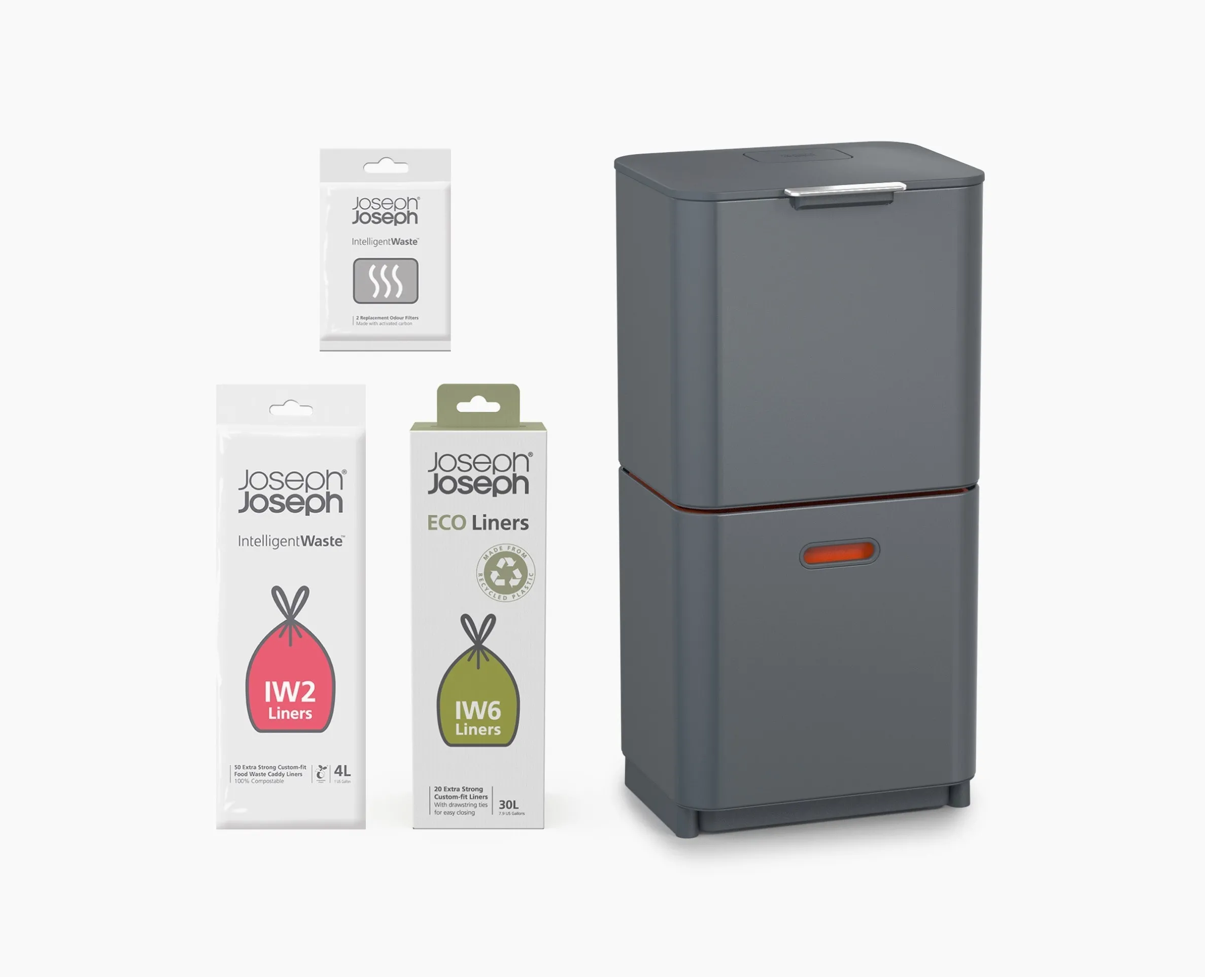 Totem Max 60L Gray Waste & Recycling Trash Can Starter Set