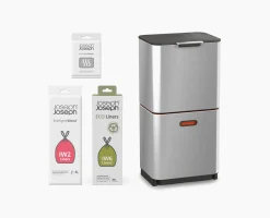Totem Max 60L Stainless-steel Waste & Recycling Trash Can Starter Set