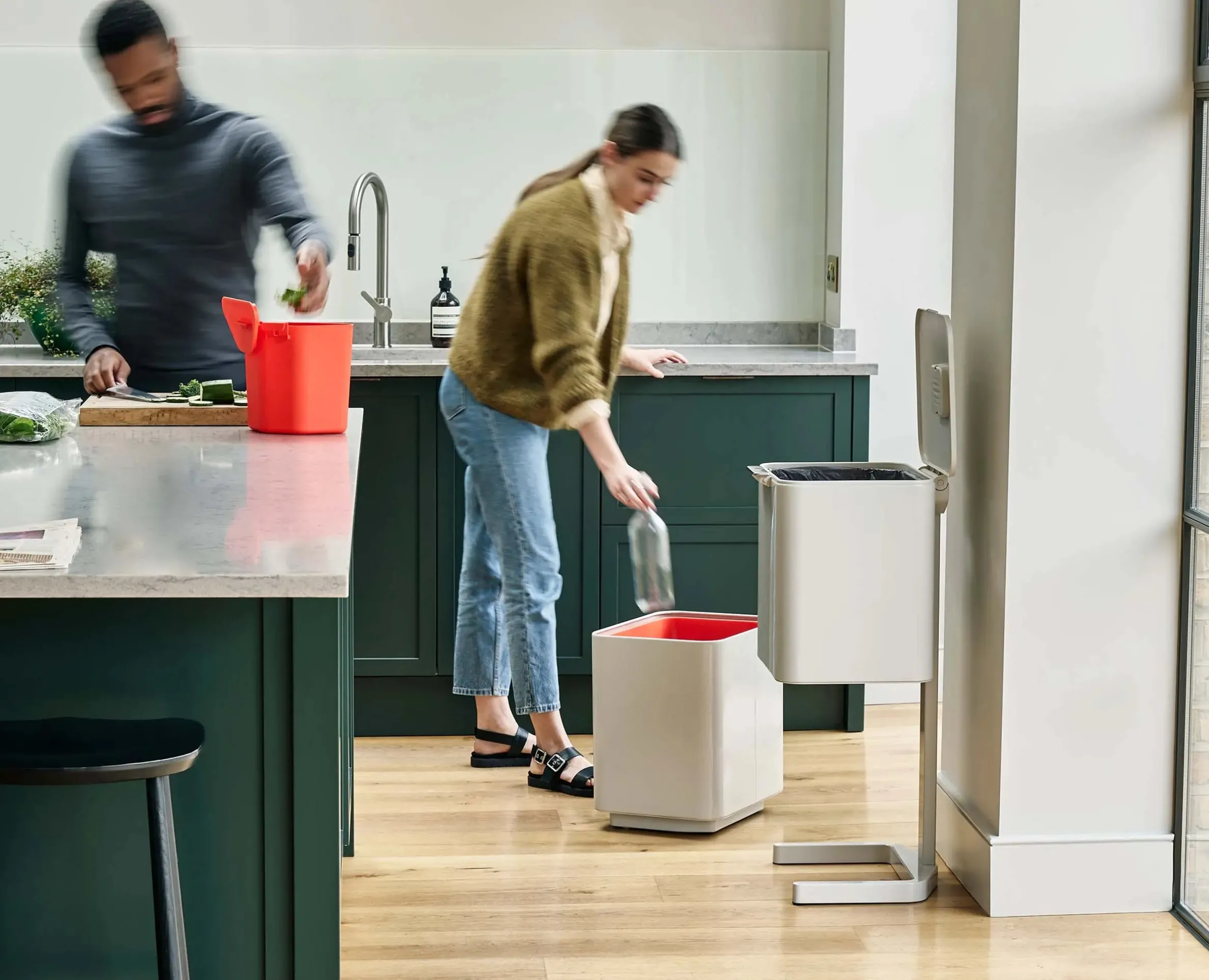 Totem Max 60L Stone Waste & Recycling Trash Can