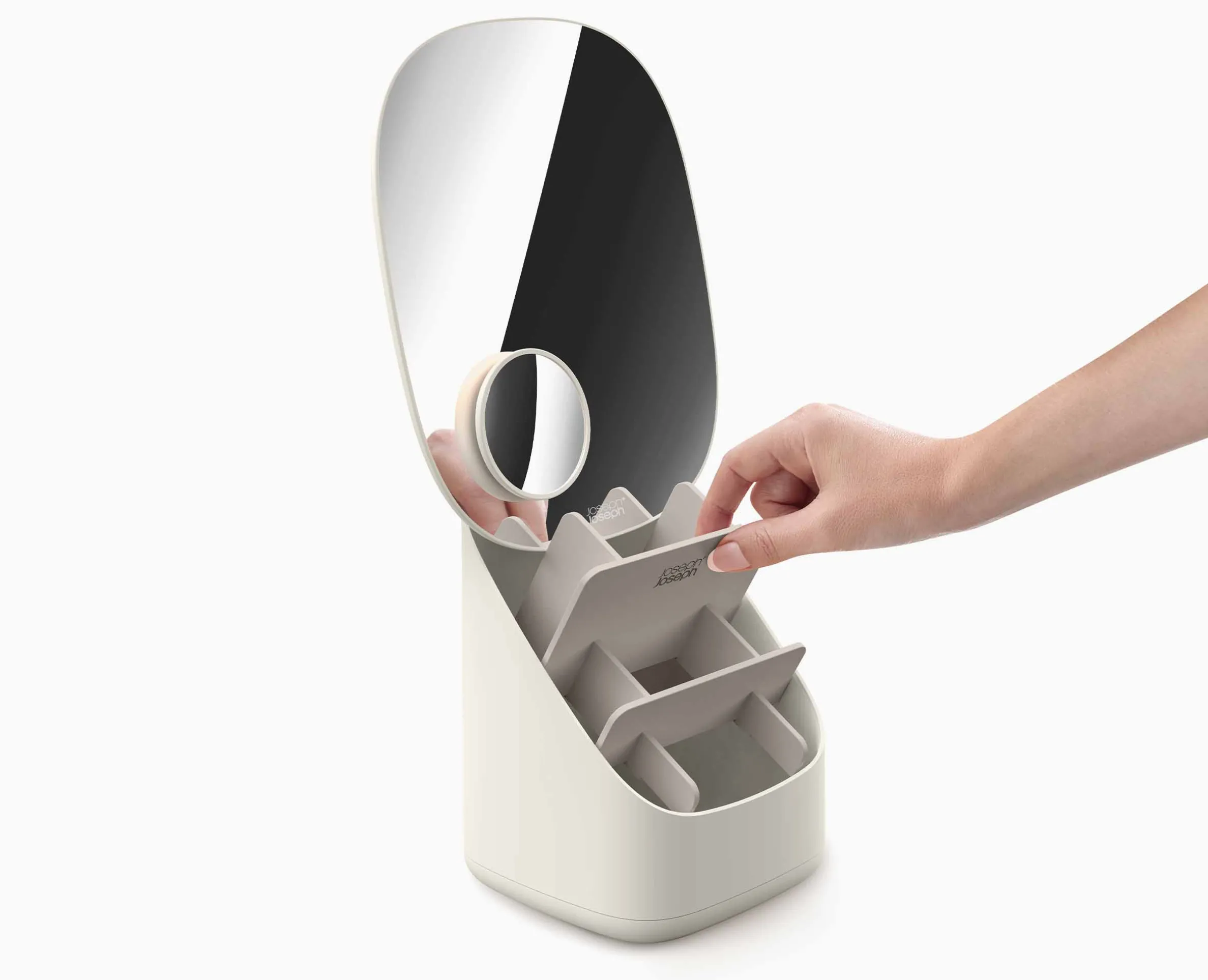 Viva Pedestal Mirror with Cosmetic Organizer