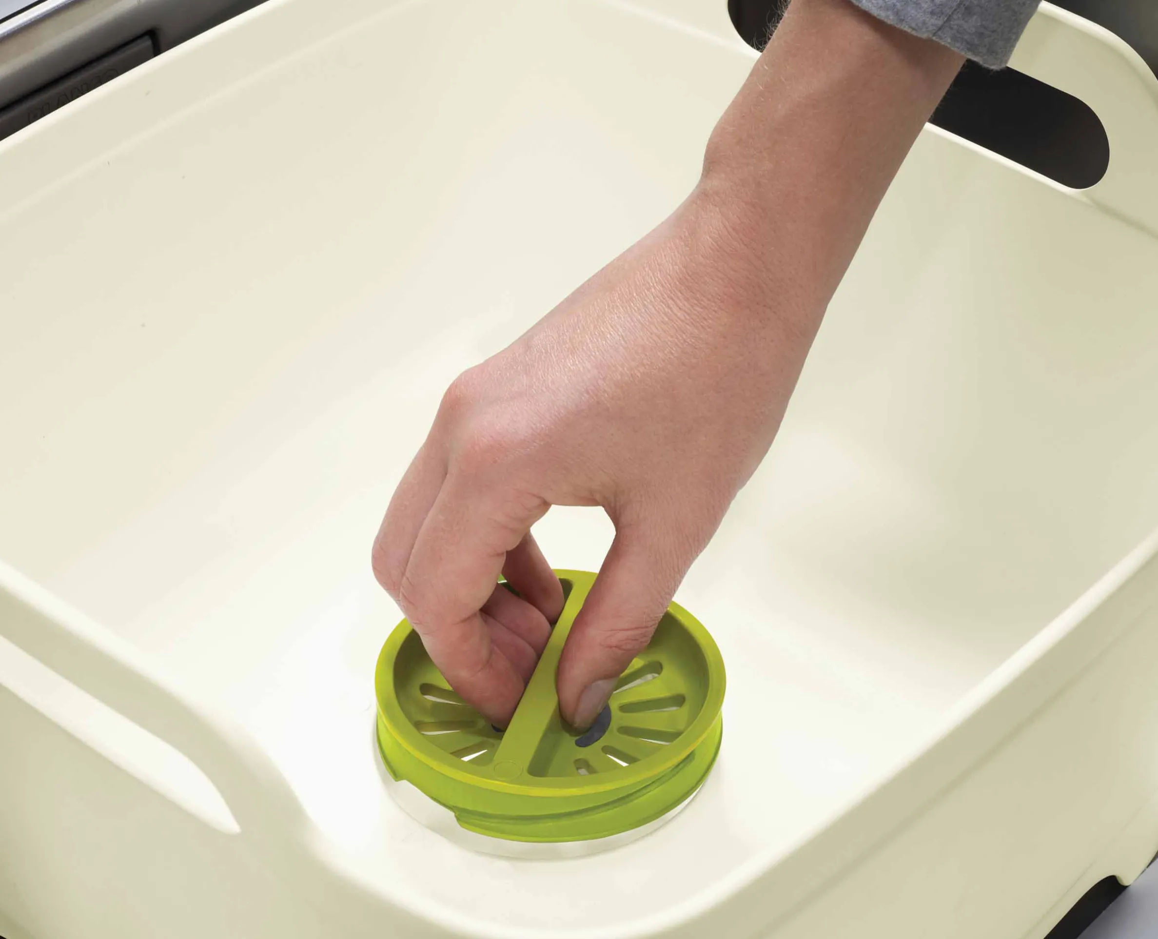 Wash&Drain™ White Green Washing Up Bowl